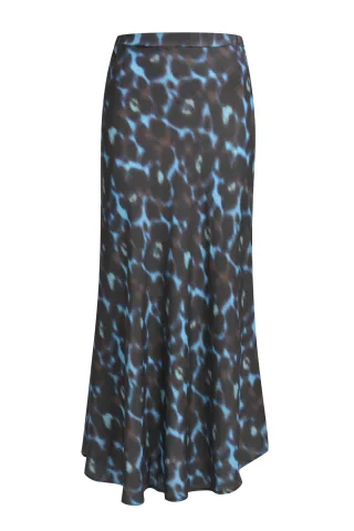 Milano Italy - skirt w/ elastic waistband at back mocca print - Gr. - 38