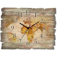 Artland Wanduhr Weltkarte (wahlweise mit Quarz- oder Funkuhrwerk, lautlos ohne Tickgeräusche)