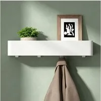 Mai & Mai Wandgarderobe Garderobenleiste mit Ablage und Wandhaken abgerundete Kanten Reglo-05, Abnehmbares Design,Klebemontage oder Bohrmontage