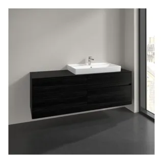 Villeroy und Boch Collaro Waschtischunterschrank C027B0AB 160x54,8x50cm, Waschtisch rechts, LED-Beleuchtung 12W, black oak
