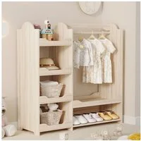 Flieks Garderoben-Set, Kleiderständer Kindergarderobe mit Stange und 4 Regal 110x39x110cm