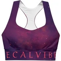 DECALVIBES Sport-BH Longline Sports Bra Purple Inferno Longline Design, starker Halt, herausnehmbare Pads, atmungsaktiv