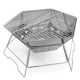 Xmund Portable Hexagonal Stainless Steel BBQ Grill, Foldable Charcoal Stove for Outdoor Picnics & Camping, Camping Stove