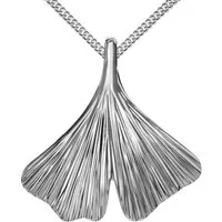 JEVELION Silberkette Ginkgo Anhänger Silber (Silberanhänger, für Damen), Mit Silberkette 925 - Länge wählbar 36 - 70 cm.