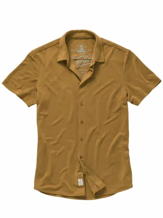 Herrlicher Herren Jersey-Hemd Herb Gelb 70 % Modal, 30 % Polyester