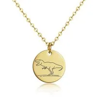 Silberkettenstore Edelstahlkette Halskette mit Anhänger T-Rex - Edelstahl, gold, Länge 40cm