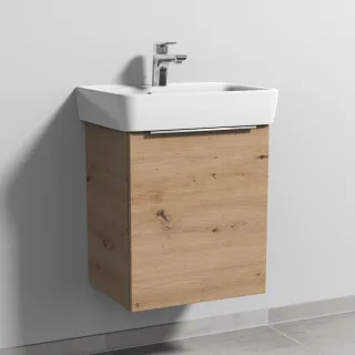 Sanipa 3way Waschtischunterbau zu Geberit Renova Plan Waschtisch mit 1 Tür, Eiche Natural-Touch UM87385