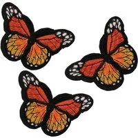 maDDma Aufnäher 3 Schmetterling Aufbügler bestickt Farb-/ Größenwahl, Polyester, Polyethylen Schicht, 46 x 78 mm dunkelorange