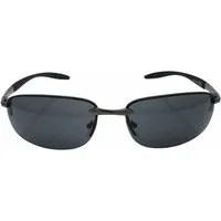 Rennec Sonnenbrille Herren Ovale Gläser Schmal Rahmenlos Wrap Around (1x Markenbrille aus Metall mit Brillenbeutel) Linsen Schwarz Getönt, Silber Verspiegelt, Federscharniere