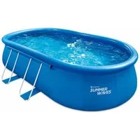 SUMMER WAVES Quick-Up Pool Quick Up Pool (Kompett Set, 5-tlg., Filtersystem, Bodenvlies, Abdeckplane, Einstiegsleiter), 549x305x107 cm oval blau