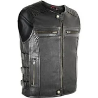 MDM Lederweste Herren Biker Lederweste Racing Bikerweste Custom Perforiertes Leder