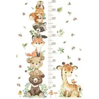 Montegoni Wandtattoo Lustige Tier-Höhenmesser Wandsticker für Kinderzimmer, 1 Set, Selbstklebend und einfach zu entfernen, ideal für Mietwohnungen