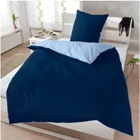 Janine Bettwäsche marine/bleu, Seersucker, 2 teilig, aus weichem Soft-Seersucker