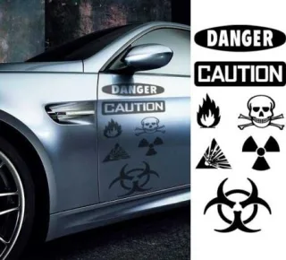 Autoaufkleberset Danger - Caution (als Paar geliefert)