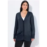 Ulla Popken Strickjacke Strickjacke V-Ausschnitt Knopfleiste Feinstrick