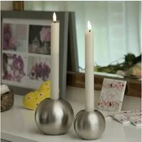 Deluxe Homeart LED-Kerze LED Stabkerzen Mia Tafelkerzen Echtwachs flackernd H: 24cm creme 2Stk (2-tlg)