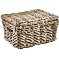 Kobolo Truhe Rattantruhe Kiste aus Rattan in kubu grey - klein (1 Stück, 1 St., mit Aufbewahrungsfach), Trucke mit Deckel