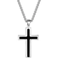 KARMA Kreuzkette Herrenkette Halskette mit Anhänger Edelstahl Kreuz Silber Schwarz (Kette mit Anhänger), Herrenschmuck Männerschmuck Geschenk für Ihn Kreukette