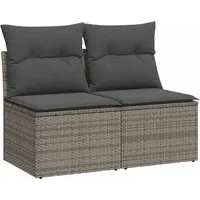 vidaXL Gartenlounge-Set 2-tlg. Garten-Sofagarnitur mit Kissen Grau Poly Rattan, (1-tlg)