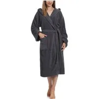 Ladeheid Bademantel Damen Frottee Bademantel aus 100% Baumwolle LA40-102, Langform, Baumwolle, Kapuze
