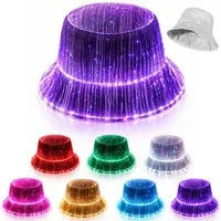 PRIISF Verkleidungsmaske LED Lichtmütze Neon Disko Farbblinkende Fischerhut Blitz Leuchtkappe, (LED-Hut verstellbar beleuchtet, 7 Farben für Damen und Herren, mit blinkender LED-Krempe lustig beleuchtet), Kostüm Mütze für Weihnachten Halloween Geburt