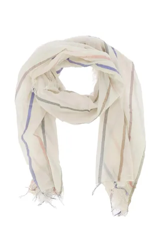 signe nature - Leichter Schal mit dezentem Streifenmuster beige/blau - Gr. - OS