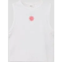 s.Oliver Muskelshirt T-Shirt Verkürztes Ripptop mit Stickerei