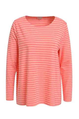 Milano Italy - A-shape Shirt w roundneck neon coral print - Gr. - S