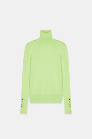 Damen Rollkragenstrickpullover mit Knöpfen
