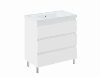 Cosmic Bbest Unterschrank 3 Schubladen und Füsse mit Teckstone-Waschtisch, weiss matt, WJB010P380110 WJB010P3801102
