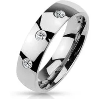BUNGSA Fingerring 60 (19.1) Ring Stein Damen 3 gefassten Kristallen Edelstahl silber (Ring, 1-tlg), Frauen Mädchen