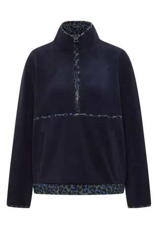CECIL - Fleece-Pullover mit Leo-Details urban dark blue - Gr. - M