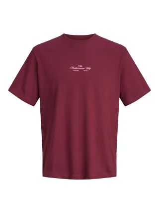 JACK&JONES - JORCASSIS PHOTO BACK TEE SS CREW NECK Cabernet - Gr. - M