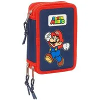 safta Federmäppchen Super Mario - Mäppchen Federmappe, 36 Teile, 3-fach gefüllt, (36-tlg., Jungen), Reißverschluss