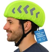 FLEXEO Fahrradhelmüberzug Regenschutz, Helmüberzug Fahrradhelm Regenschutz reflektierend wasserabweisend gelb