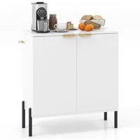 COSTWAY Küchenbuffet mit 2 Türen Sideboard Holz 70x37x78cm, Weiß