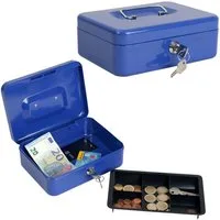 Herlitz Ablageelement Herlitz Geldkassette Mittel abschließbar Blau, 2x Schlüssel Hartgeldeinsatz Geldkasse Geldbox Kasse