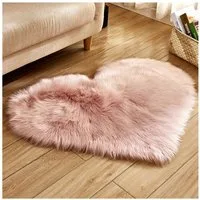 Sunicol Hochflor-Teppich Kunstfell Herz Teppich, Weich Plüsch, Flauschig Fußmatte Badematte, Herzform 30cm*40cm, Waschbar Weicher Shaggy Flauschige Langflor Badteppich