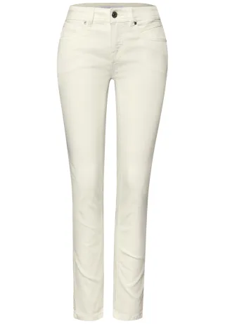 Street One - Mid Waist Slim Leg Jeans im Casual Fit optic white washed - Gr. - 28