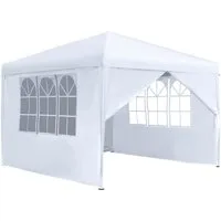 FIVMEN Partyzelt 3x3m Faltpavillon Gartenpavillon mit 4 Seitenteilen und Fenstern