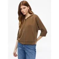 s.Oliver Sweatjacke Sweatshirt Jacke Sweatjacke aus Scuba mit weitem 3/4-Arm