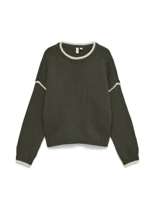 VERO MODA - VMMARGOT LS O-NECK STITCH PULLOVER BTQ Forest Night - Gr. - M