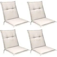 Beautissu Sitzauflage 4er Set Niedriglehner Auflagen Base NL, 100x50cm, Natur, 6cm Dickes Sitzpolster Sitzauflage für Garten Balkon Camping Stuhl