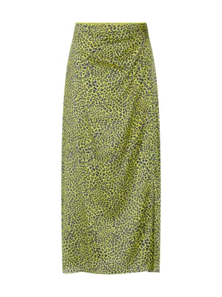 Marc Cain Collections - Midirock mit Leo-Print apple green new - Gr. - 34