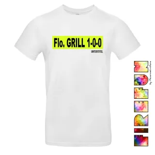 FIREFUN - T-Shirt mit Aufschrift "Flo. GRILL 1-0-0" 2XL MIT Untertitel (max. 20 Zeichen) Hinten (Rücken) blau (royal) MIT Silberstreifen (Reflexoptik)