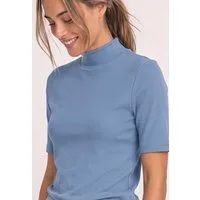 STREET ONE Kurzarmshirt Sommershirt mit Turtelneck / Ripp-Strick