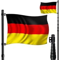 KESSER Fahne, Teleskop Fahnenmast 6,3m + Bodenhülse, 60cm Deutschland-Fahne