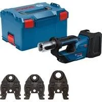 Akku-Presswerkzeug GPT 18V-19 Professional solo, 18Volt, Kit TH, Pressmaschine blau, ohne Akku und Ladegerät, 3 Pressbacken Compact TH, in L-BOXX