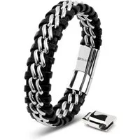 SERASAR Lederarmband Leder Herrenarmband "Steel" (Klassisch, elegant, casual, 1-tlg), aus Echtleder, Länge durch extra Glied verstellbar