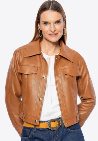 Wittchen Damen-Lederjacke in Braun mit Patten